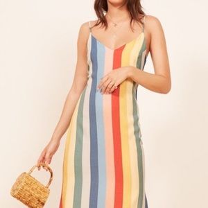 Reformation Jaxon Dress—Rainbow Starburst Pattern